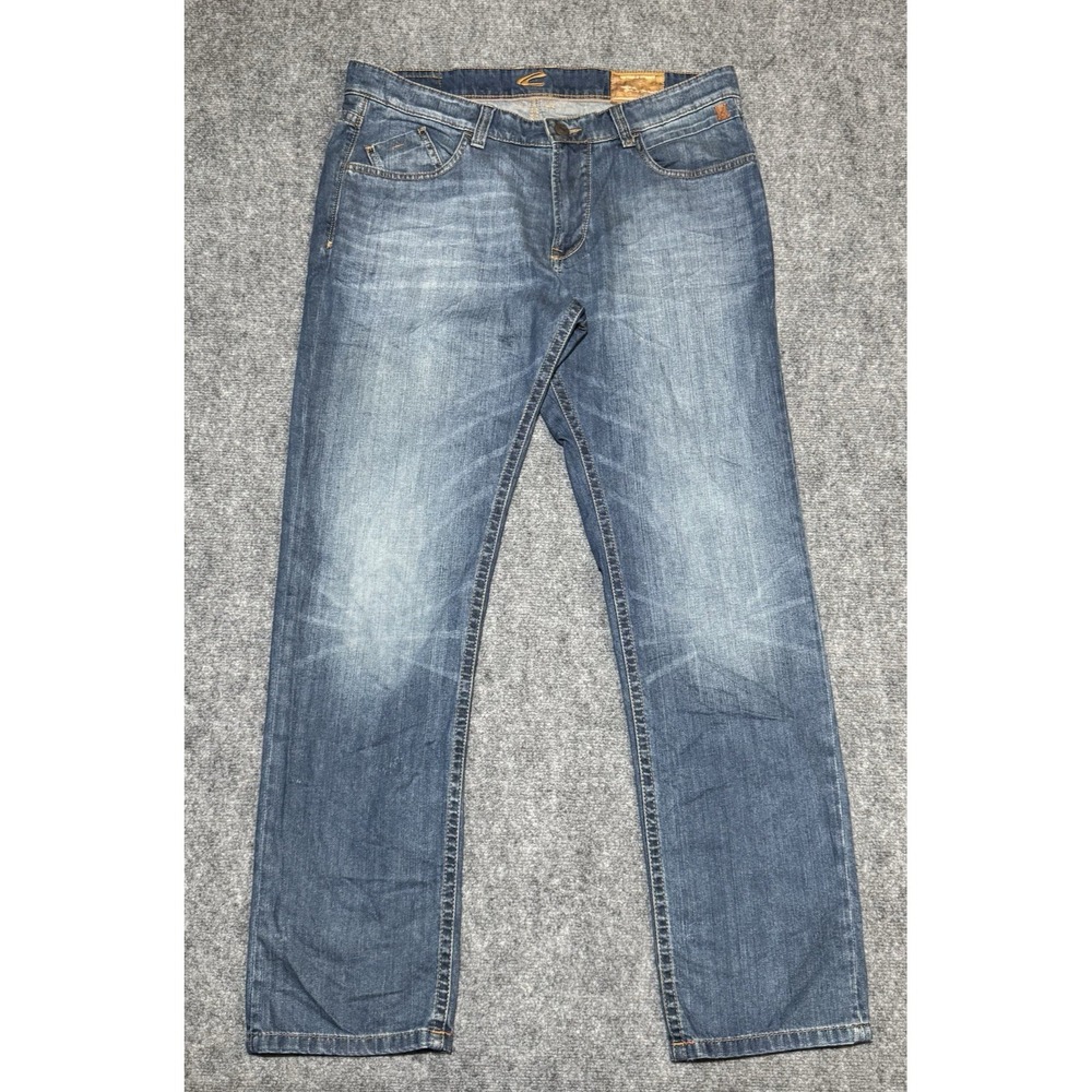 Camel Active Hudson Jeans Men 38x32 Blue Faded Wash Denim Straight Fit Premium